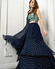 Atasi Blue Lehenga Drape Set