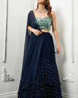 Atasi Blue Lehenga Drape Set