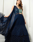 Atasi Blue Lehenga Drape Set