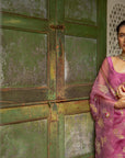 Lilac Hand Embroidered Jaal Saree Set