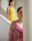 Lilac Hand Embroidered Jaal Saree Set