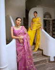 Lilac Hand Embroidered Jaal Saree Set