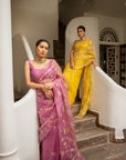 Lilac Hand Embroidered Jaal Saree Set