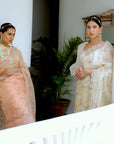 Ivory Hand Embroidered Jaal Saree Set
