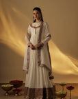 White Floor Length Anarkali Set
