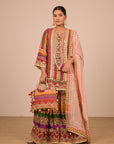Multicolor Crepe Sharara Set with Canvas tote bag with Vibrant Print Motifs