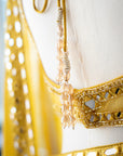 Neo-Retro Mustard Yellow Mirror Work Saree With Mirror Embellished Blouse