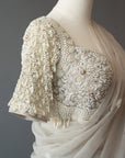 Elegant Light Grey Organza Saree With Ornate Blouse