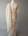 Elegant Light Grey Organza Saree With Ornate Blouse