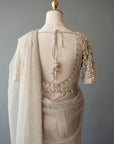 Elegant Light Grey Organza Saree With Ornate Blouse