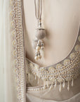 Elegant Light Grey Organza Saree With Ornate Blouse