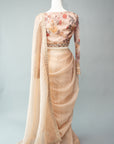 Chic Beige Organza Saree With Printed Blouse