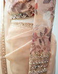 Chic Beige Organza Saree With Printed Blouse