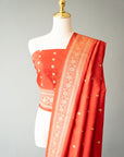 Red Handwoven Silk Sari real zari And Unstitched Blouse