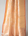 Beige/Gold Handwoven Silk Sari And Unstitched Blouse