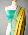 Handwoven Green Silk Sari With Unstitched Blouse