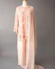 Opulent Peach Pearl-Embellished Suit Set