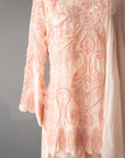Opulent Peach Pearl-Embellished Suit Set