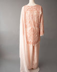 Opulent Peach Pearl-Embellished Suit Set