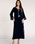 Midnight Blue Luxe Velvet Straight Suit Set