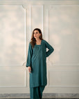 Turquoise Kurta with Pants (Set of 2)