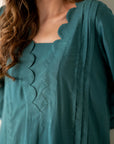 Turquoise Kurta with Pants (Set of 2)
