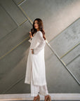 White Kurta with Pants (Set of 2)
