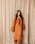 Warm Brown Kurta with Pants (Set of 2)