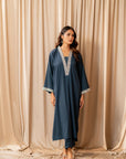 Midnight blue Kurta with Pants (Set of 2)