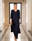 Navy blue Kurta with Pants (Set of 2)