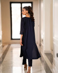 Navy blue Kurta with Pants (Set of 2)