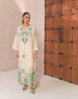 Khushboo & Pankaj Women Offwhite Embroidered Kaftaan Kurta