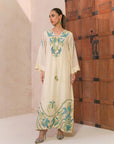 Khushboo & Pankaj Women Offwhite Embroidered Kaftaan Kurta