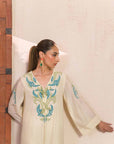 Khushboo & Pankaj Women Offwhite Embroidered Kaftaan Kurta