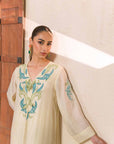 Khushboo & Pankaj Women Offwhite Embroidered Kaftaan Kurta