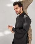 Khushboo & Pankaj All-Black Nehru Jacket Kurta & Trouser 3-Pc Set (SAFA)