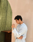Khushboo & Pankaj Sky Blue Cotton Kurta Set (SAFA Collection)