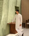 Khushboo & Pankaj Off-White Cotton Kurta & Salwar Set (SAFA Collection)