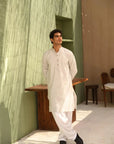 Khushboo & Pankaj Off-White Cotton Kurta & Salwar Set (SAFA Collection)