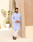 Khushboo & Pankaj Sky Blue Cotton Kurta & Salwar Set (SAFA Collection)