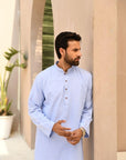 Khushboo & Pankaj Sky Blue Cotton Kurta & Salwar Set (SAFA Collection)