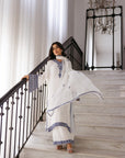 Khushboo & Pankaj White Women Embroidered Kurta Pant Dupatta Set