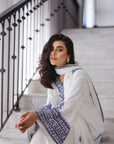 Khushboo & Pankaj White Women Embroidered Kurta Pant Dupatta Set