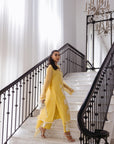 Khushboo & Pankaj Women Yellow Organza Embroidered Suit Set