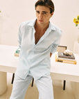 Khushboo & Pankaj Sky Blue Linen Regular Fit Shirt (Corsica Collection)