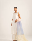 Khushboo & Pankaj Ivory White Pure Silk Sleeveless Kurta Set (Silk Serenity)