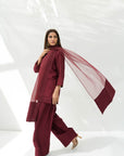 Khushboo & Pankaj Deep Wine Pure Silk Kurta Set (Silk Serenity)