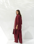 Khushboo & Pankaj Deep Wine Pure Silk Kurta Set (Silk Serenity)