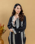 Khushboo & Pankaj Noir Ivory Embroidered Suit Set