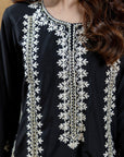 Khushboo & Pankaj Noir Ivory Embroidered Suit Set